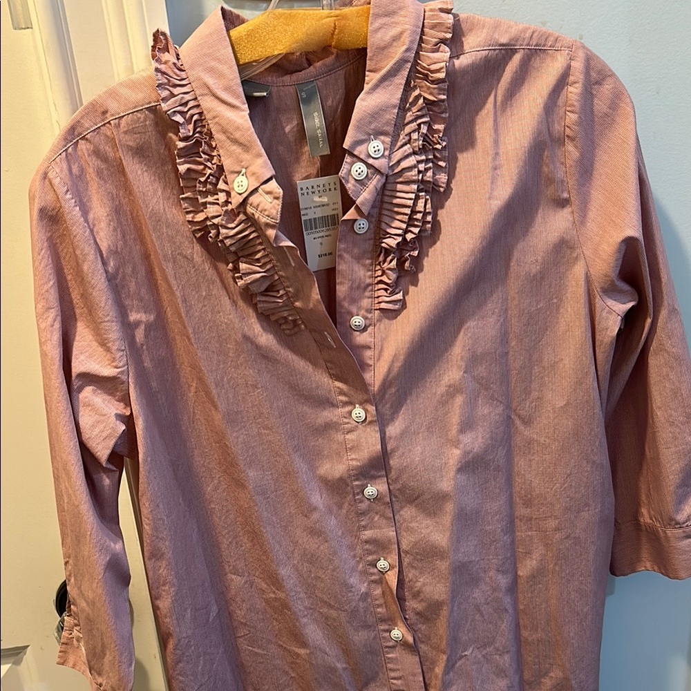 Siegel Saral NWT Pink Ruffle Shirt Dress/ Midi Dress